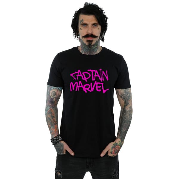 Marvel Herr Captain Marvel Spray Text T-Shirt S Svart Black S
