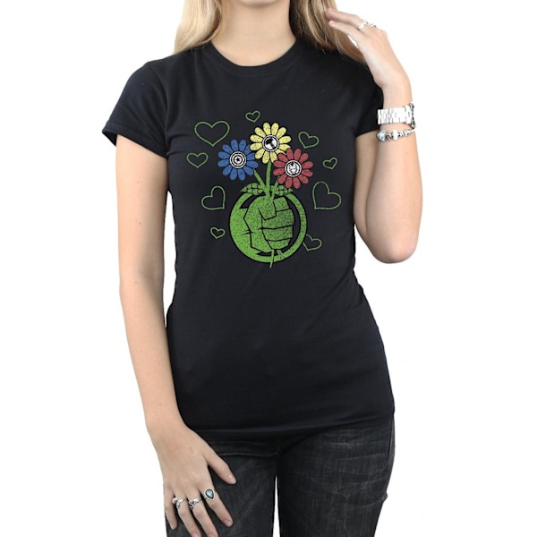 Marvel Womens/Ladies Hulk Flower Fist Bomull T-shirt L Svart Black L