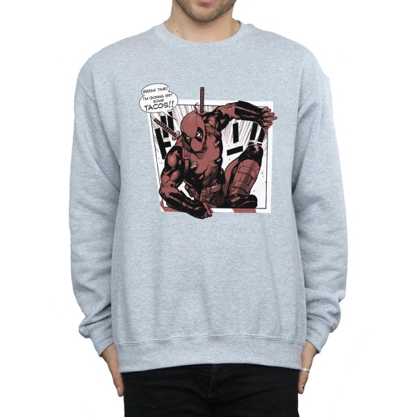 Marvel Mens Deadpool Breaktime Tacos Sweatshirt 3XL Sports Grey Sports Grey 3XL