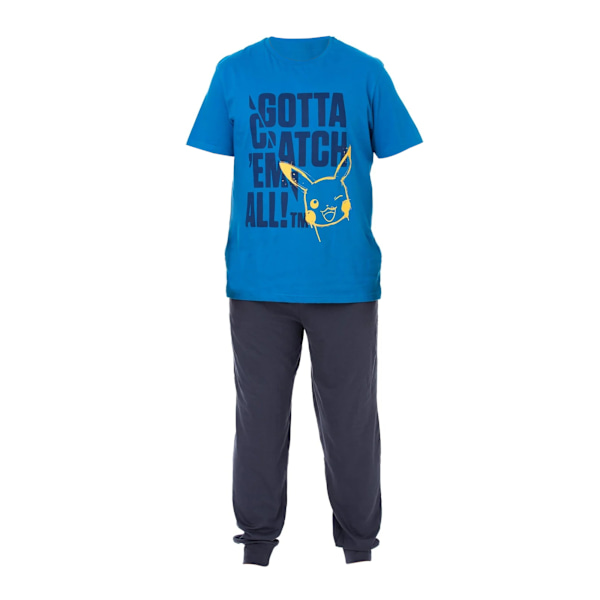Pokemon Herr Gotta Catch Em All Lång Pyjamas Set XL Blå/Marinblå Blue/Navy Blue XL