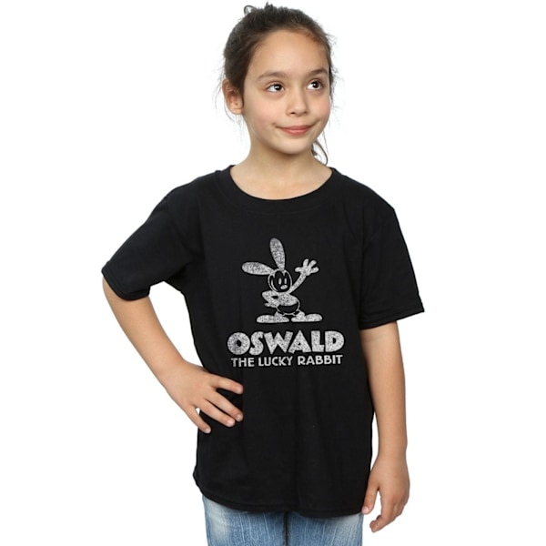 Disney Girls Oswald Logo Bomull T-shirt 9-11 År Svart Black 9-11 Years