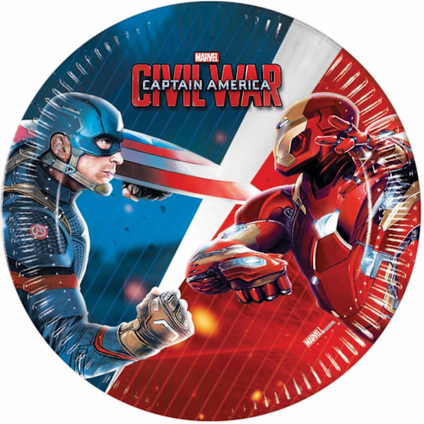 Captain America Civil War Papperspartytallrikar (8-pack) En storlek Red/Blue One Size