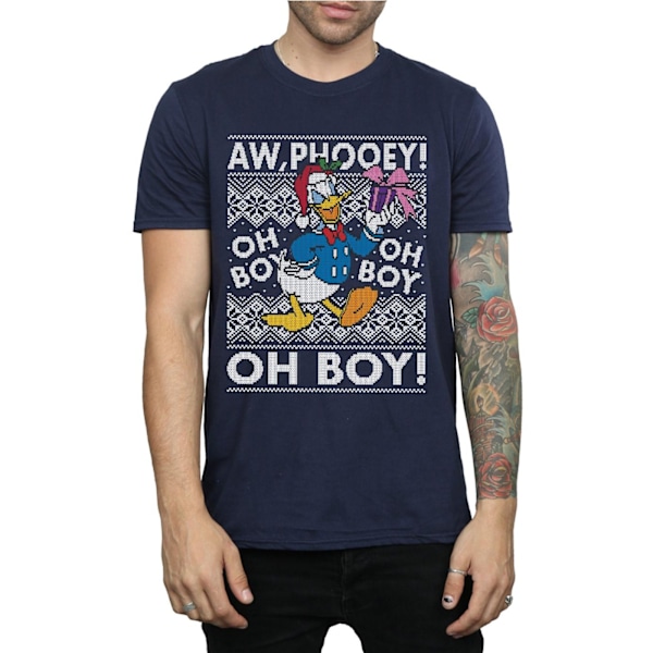 Disney Herr Donald Duck Jul Fair Isle T-shirt S Marinblå Navy Blue S