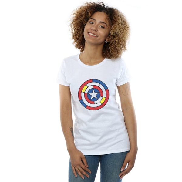 Marvel Dam/Damer Captain America Glasmålning Sköld Bomull White XL