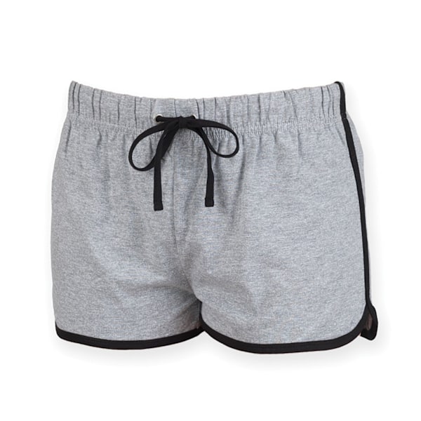 Skinni Fit Dam/Kvinnor Retro Träning / Fitness Sport Shorts Heather Grey/ Black M