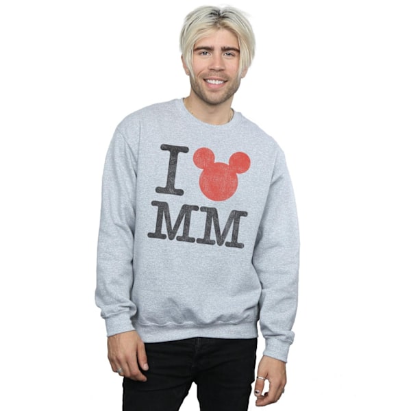 Disney Herr Mickey Mouse I Love Mickey Sweatshirt L Sports Grey Sports Grey L
