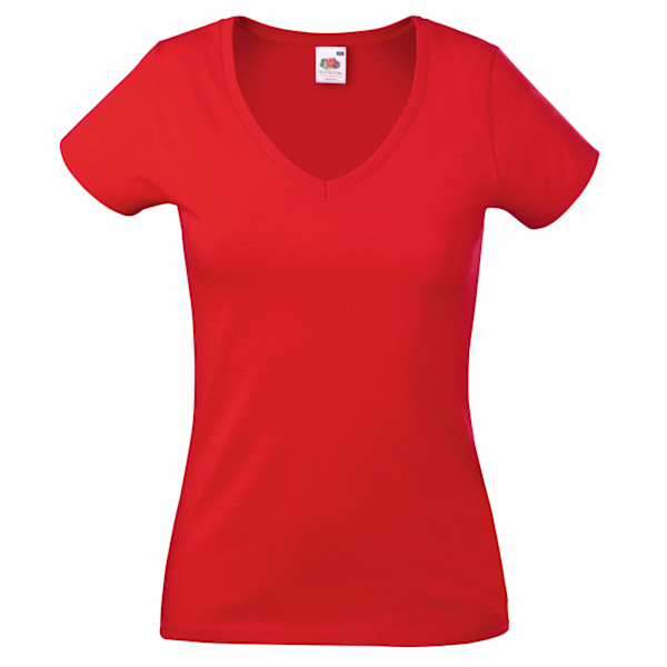 Fruit of the Loom Dam/Dam Valueweight V-halsad Lady Fit T-shirt XS Röd Red XS