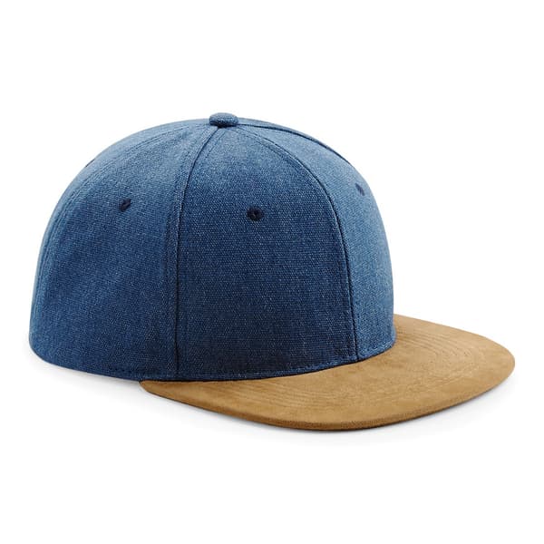 Beechfield Unisex Faux Suede Peak Snapback Cap (2-pack) One Denim Blue One size