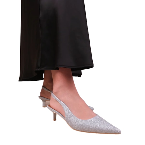 Var är det ifrån Dam/Dam Nya Glitter Faux Läder Pointe Silver 4 UK Wide