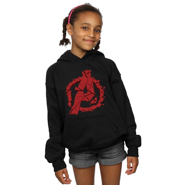 Marvel Girls Avengers Endgame Shattered Logo Hoodie 12-13 år Black 12-13 Years