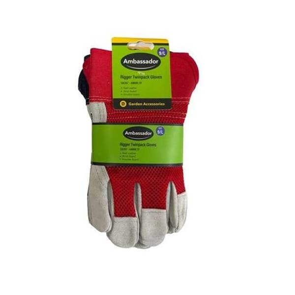 Ambassador Läder Rigger Handskar (2-pack) M Röd/Vit Red/White M