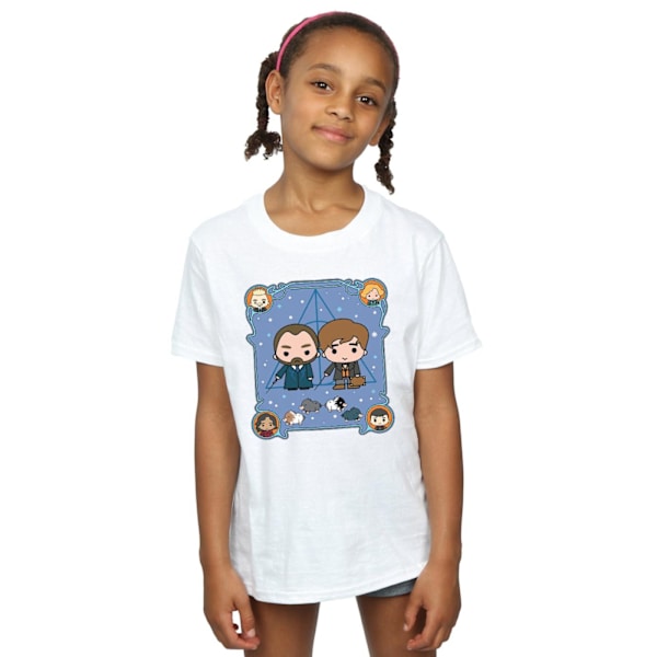 Fantastiska vidunder Girls Chibi Newt And Dumbledore Bomull T-shirt White 9-11 Years