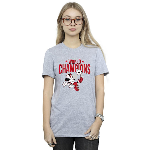Disney Womens/Ladies Minnie Mouse World Champions Bomull Boyfriend T-Shirt Sports Grey S