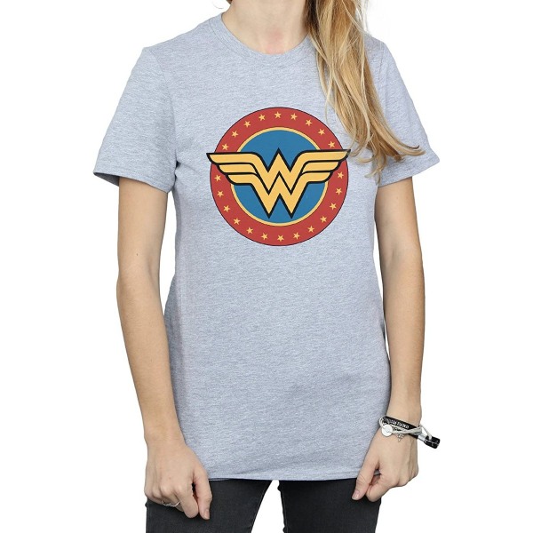 Wonder Woman Dam/Ladies Logotyp Pojkvän T-shirt S Sports Grey Sports Grey S