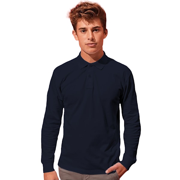 Asquith & Fox Klassisk Passform Långärmad Pikétröja för Män 4XL Marinblå Navy 4XL