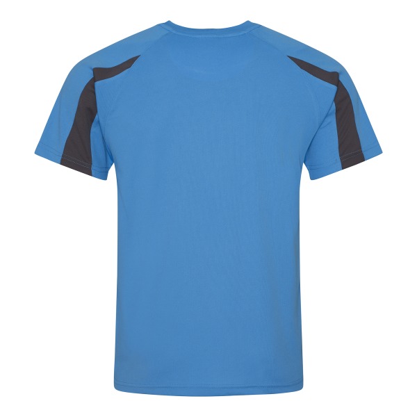 Just Cool Mens Contrast Cool Sports Plain T-Shirt S Sapphire Bl Sapphire Blue/ Charcoal S