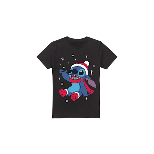 Lilo & Stitch Herr Snöflinga Jul T-Shirt M Svart Black M