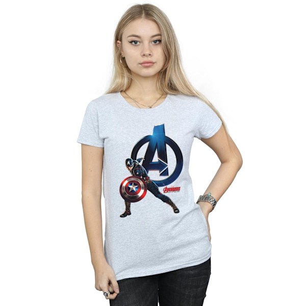 Marvel Dam/Damer Captain America Pose Bomull T-shirt S Spor Sports Grey S