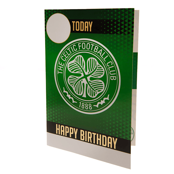 Celtic FC Gratulationskort med klistermärken 22cm x 15cm Grön/Vit Green/White 22cm x 15cm