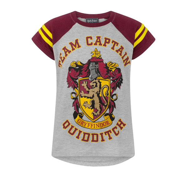 Harry Potter Quidditch Team Captain T-shirt med korta ärmar för flickor Grey/Red 5-6 Years