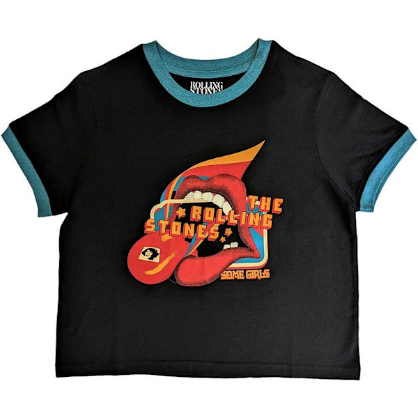 The Rolling Stones Unisex Adult Some Girls Lick Ringer Crop Top Black XXL