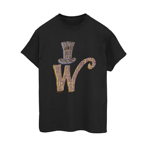 Willy Wonka Dam/Dam W Logo Hat Bomull Boyfriend T-Shirt 4 Black 4XL