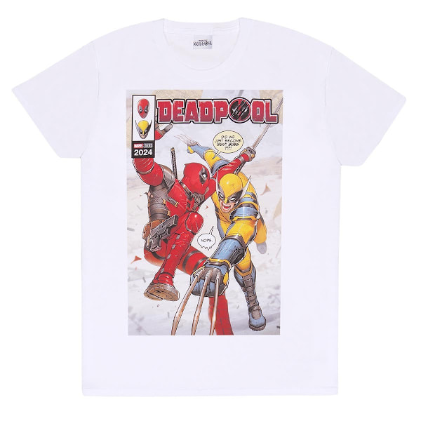 Deadpool & Wolverine Unisex Vuxen Serietidningsomslag T-Shirt L Vit White L