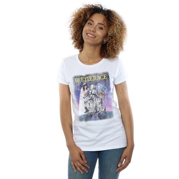 Beetlejuice Dam/Kvinnor Distressed Poster Bomull T-Shirt S Vit White S