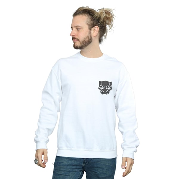 Marvel Herr Svart Panter Svart På Svart Brösttryck Sweatshirt White 3XL