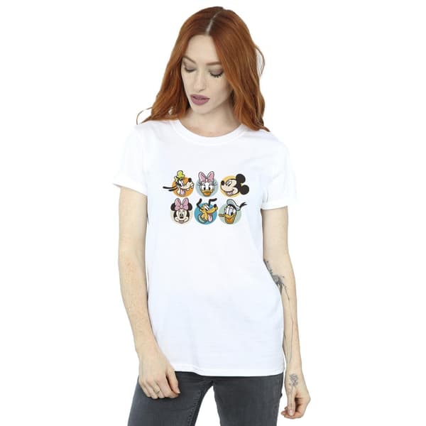 Disney Dam/Dam Mickey Mouse Och Vänner Ansikten Bomull Boyf White M