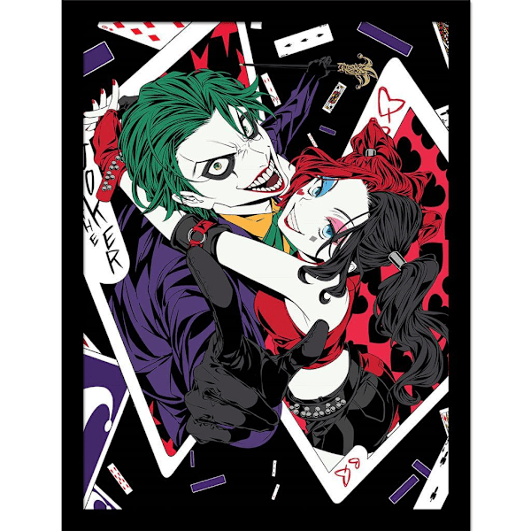 Batman Harley Quinn och Jokern Inramad Poster 40cm x 30cm Multi Multicoloured 40cm x 30cm