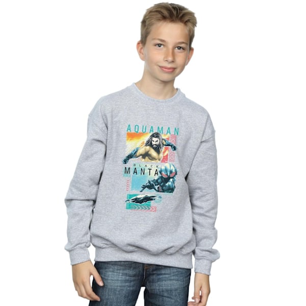 DC Comics Boys Aquaman Character Tiles Sweatshirt 7-8 år Spo Sports Grey 7-8 Years