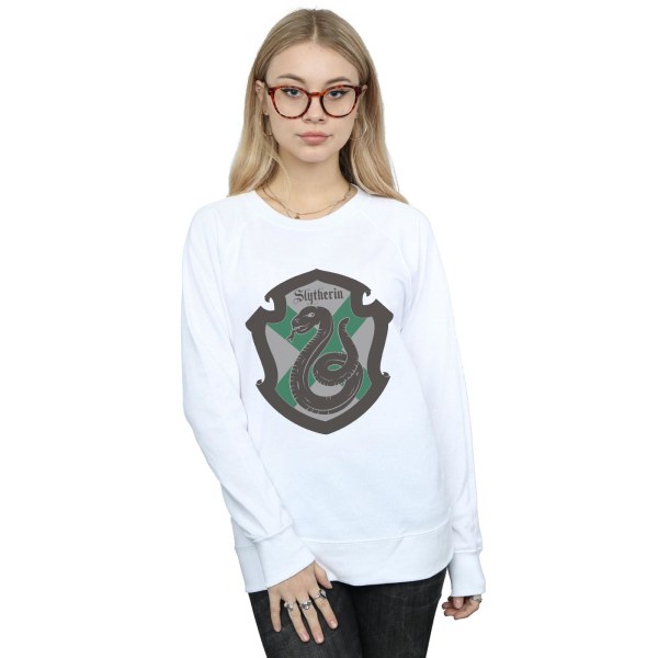 Harry Potter Dam/Kvinnor Slytherin Crest Flat Sweatshirt L Vit White L