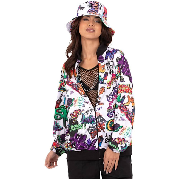 Smiffys Unisex Vuxen 90-tals Hip Hop Graffiti Jacka S Flerfärgad Multicoloured S