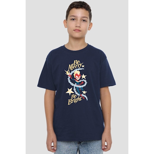 Captain Marvel Barn/Kids Be Merry Be Bright T-shirt 3-4 år Navy 3-4 Years