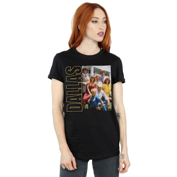 Dallas Dam/Damer Ewing Familjefoto Bomull Boyfriend T-Shir Black 4XL