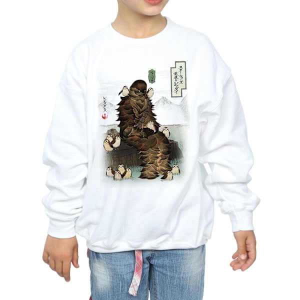 Star Wars Girls The Last Jedi Japanska Chewbacca Porgs Sweatshirt White 7-8 Years
