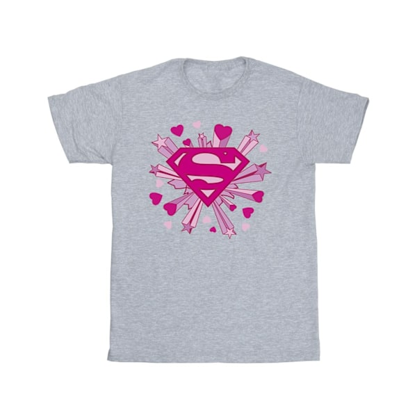 DC Comics Girls Superman Rosa Hjärtan Och Stjärnor Logotyp Bomull T-Sh Sports Grey 5-6 Years