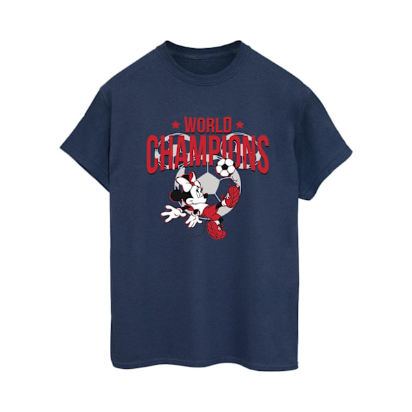 Disney Womens/Ladies Minnie Mouse World Champions Bomull Boyfriend T-Shirt Navy Blue M
