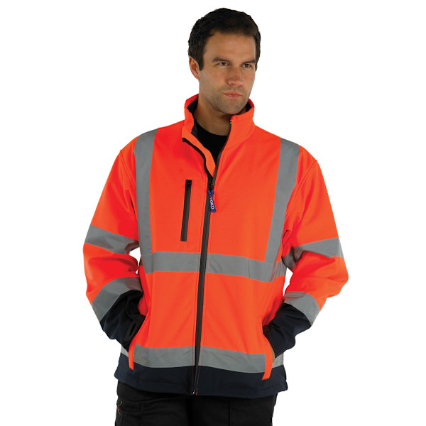 Yoko Hi-Vis Softshelljacka för män (2-pack) 2XL Hi Vis Orange/ Hi Vis Orange/Navy 2XL