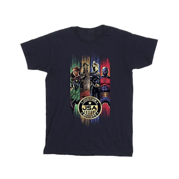 DC Comics Girls Black Adam JSA Gold Badge Bomull T-shirt 7-8 år Navy Blue 7-8 Years