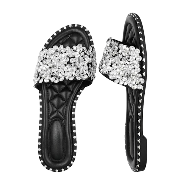 Where's That From Damskor/Damer Belle Sparkle Diamante Platta Sandaler Black 7 UK