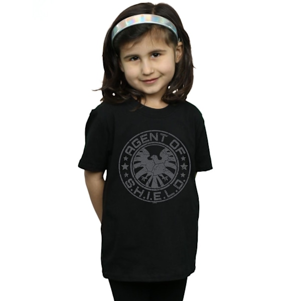 Marvel Girls Avengers Shield Beaten Circle Bomull T-shirt 12-13 Black 12-13 Years