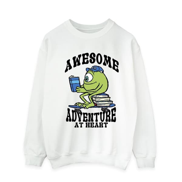 Monsters Inc Herr Läsning Grym Mike Wazowski Sweatshirt M Vit White M