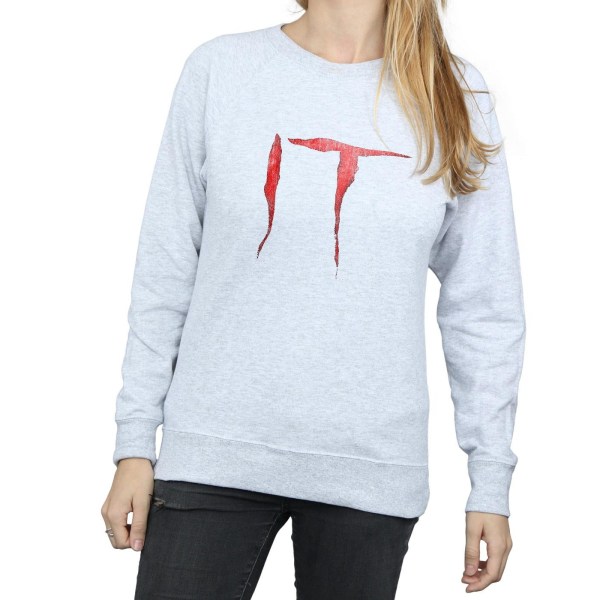 It Dam/Ladies Distressed Logo Sweatshirt S Heather Grey Heather Grey S