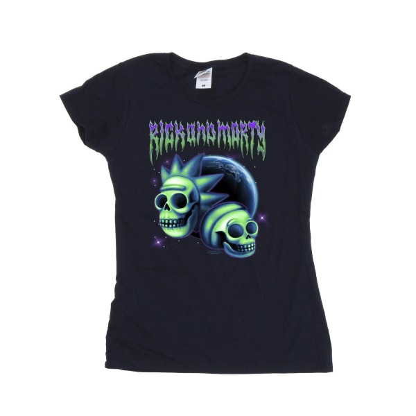 Rick And Morty Kvinnor/Ladies Space Skull T-shirt i bomull S Marinblå Navy Blue S
