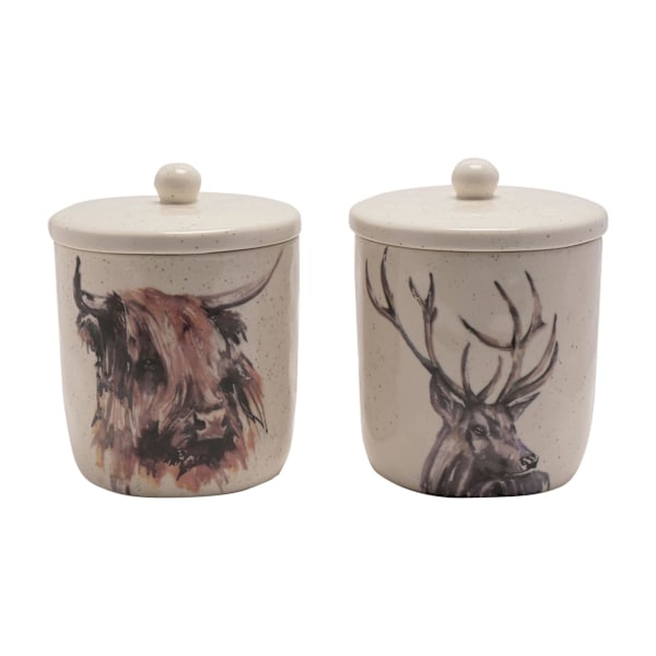 Meg Hawkins Förvaringsburk - Highland Cow 14 x 14 x 13 cm En White One Size