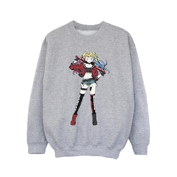 DC Comics Girls Harley Quinn Stående Pose Sweatshirt 12-13 År Sports Grey 12-13 Years