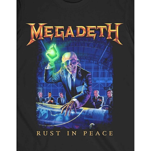 Megadeth Unisex Adult Rust In Peace Track List Back Print T-Shi Black S