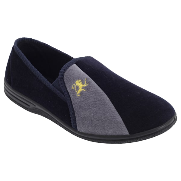 Zedzzz herr Aaron toffel med dubbla kilar i velour, 7 UK marinblå/grå Navy Blue/Grey 7 UK